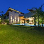 Garden Viiew Retreat Imposing Garden Viiew Of Monsoon Retreat Backyard With Large Tufts Vertical Plantation Trees And Fresh Outdoor Swimming Pool House Designs  Cozy Retreat Interior For Your Peaceful Getaway 
