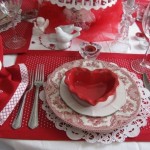 Red Accents Day Innovative Red Accents For Valentines Day Table Completed With Red Mat And Red Plates On White Table Decoration  Tablescape Design For Celebrating Valentine’s Day 