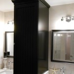 Black And Bathroom Inspiring Black And White Modern Bathroom Of Los Alamitos With Double Vanity Areas For Couple Divided With Black Divider Bathroom  Luxurious Modern Bathroom For Large House 