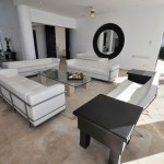 Casa China White Inspiring Casa China Blanca With White Lather Sofa Between Square Black Wooden Table Also Glass Table With Shell Ornaments Decoration Luxury Modern Villas With White Color Design Ideas