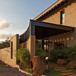 Exterior Details Retreat Inspiring Exterior Details Of Monsoon Retreat Architecture With Wood Cocrete Walls Curving Cladding And Random Walk Path And Desert Stones House Designs  Cozy Retreat Interior For Your Peaceful Getaway 