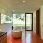 Bathroom Design House Interesting Bathroom Design Of Gulm House With White Colored Bathtub Made From Ceramic And Light Brown Marble Floor Decoration  Fascinating Duplex House Surrounded By Sun Flower Lawn 