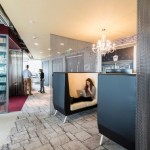 Google Office With Interesting Google Office Cabin Decoration With Stone Like Flooring And Walling To Meet Black And White Seating With Luxury Chandelier Above Office  Updated Office In Uplifting Design 