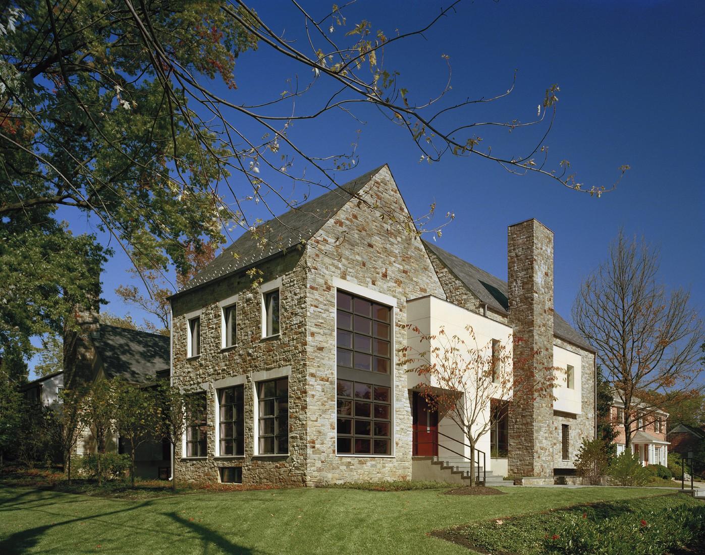 House Design Residence Interesting House Design Of Edgemoor Residence With Bright Colored Wall Which Is Made From Stone Veneer And Stone Chimney Architecture  Modern Classic Design From A House In USA 