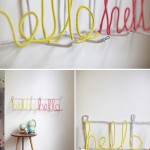 Letter Coat Hello Interesting Letter Coat Rack With Hello Pattern Using Yellow And Red Colors Mixed Round Wooden Side Table Decoration  DIY Coat Rack Decoration For Beautiful Interior Decoration 