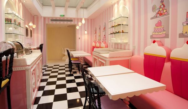 Pink Wall Vice Interesting Pink Wall Completing The Vice Versa Hotel Paris Lounge With White Tables And Pink Counters House Designs  Hotel Interior Design Some Modern Hotel In Paris 