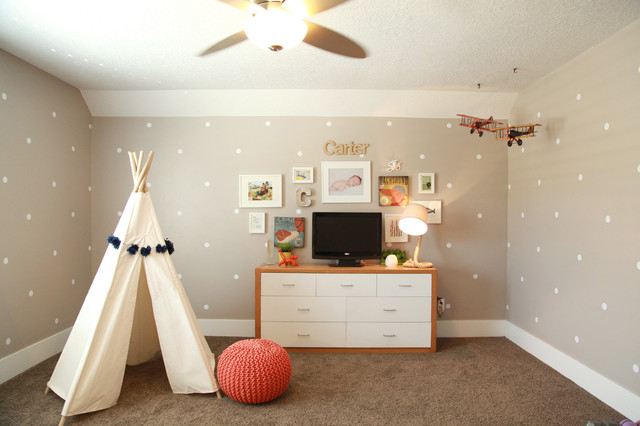 Playroom Furnished Dresser Kids Playroom Furnished With White Dresser To Display Flat Screen TV And Wall Arts Attached On Wall Furniture  Elegant White Dresser Design Which You Prefer 