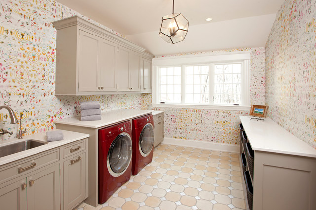 Room With To Laundry Room With Cheerful Wallpaper To Match Light Brown Laundry Room Cabinets Tone Decoration  Adorable Laundry Room Cabinets For Our References 