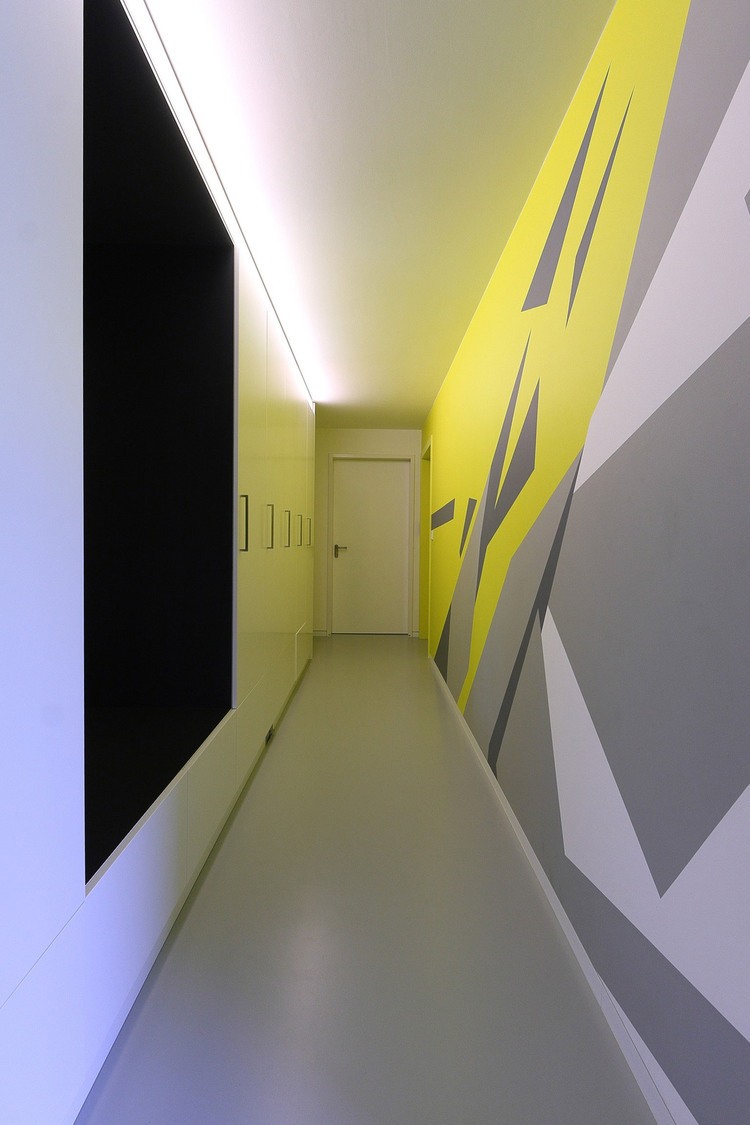 And Narrow Inside Long And Narrow Hallway Design Inside House K2 Pauliny Hovorka Next To Entry Applied Geometrical Wall Decal Ideas House Designs  Modern Interior Design From A House With Minimalist Furnishing 