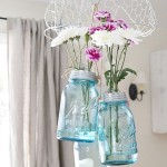 Blue Mason As Lovely Blue Mason Jars Used As The Beautiful Flower Vases Hanged On The White Ceiling Inside The House Decoration  DIY Planters Enhancing Fresh Decoration In Your Room 