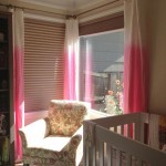 Pink Ombre On Lovely Pink Ombre Curtains Design On The Corner Of Nursery Covering The Window With Floral Chair Also White Crib Interior Design  Ombre Color Decor For Unique Atmosphere In Your Interior 