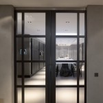 Glass Interior With Luxurious Glass Interior Swing Door With Black Colored Frame To Access Kitchen And Dining Room Of Rotterdam Residence House Designs  Contemporary Villa Interior With Sophisticated Chic Design 