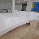 Casa China Rectangular Luxury Casa China Blanca With Rectangular White Mattress And White Bedcover Also Square Wooden Chair With Abstract Paintings Also Orange Marble Floor Decoration Luxury Modern Villas With White Color Design Ideas