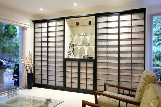 Modern Style Door Luxury Modern Style Japanese Sliding Door Wooden Frame Design Finished With White Walling Unit Equipped With White Wall Decoration  Unique Japanese Sliding Door To Your House 