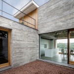 Mediterranian House Concrete Magnificent Mediterranian House Design With Concrete Wall Veneer Also Glass Panel On Wooden Frame Also Concrete Floor Installation With Small Rooftop Garden Exterior  Contemporary Rustic Home To Blend With Raw Environment 