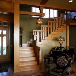 Modern Wooden Craftsman Magnificent Modern Wooden Style Staircase Craftsman Style Interior Equipped With Wooden Flooring Unit And Red Rug Design Interior Design  Craftsman Style Interiors For Home Inspiration 