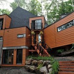 Wooden Outdoor Wooden Magnificent Wooden OUtdoor Staircase Design Wooden Style Houses Made From Shipping Containers Design With Intricate Design Decoration  Houses Made From Shipping Containers Designed In One And Two Floors 