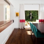 Honiton Residence Using Marvelous Honiton Residence Dining Table Using Wooden Table Green Futuristic Chairs Wooden Countertop Red And White Curtain Residence Luxurious Contemporary Home In Australia With A Stylish Design