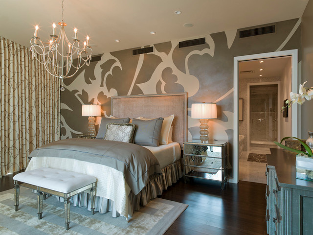Bedroom For Bed Master Bedroom For Couple With Bed White Tufted Bench And Mirrored Dresser For Nightstands House Designs  Luxury Mirrored Dresser In Modern Room Interior Design 
