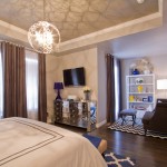 Bedroom With Facing Master Bedroom With Cream Bedding Facing Minimalist Mirrored Dresser With TV And Purple Lamp House Designs  Luxury Mirrored Dresser In Modern Room Interior Design 