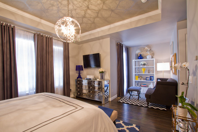 Bedroom With Facing Master Bedroom With Cream Bedding Facing Minimalist Mirrored Dresser With TV And Purple Lamp House Designs  Luxury Mirrored Dresser In Modern Room Interior Design 