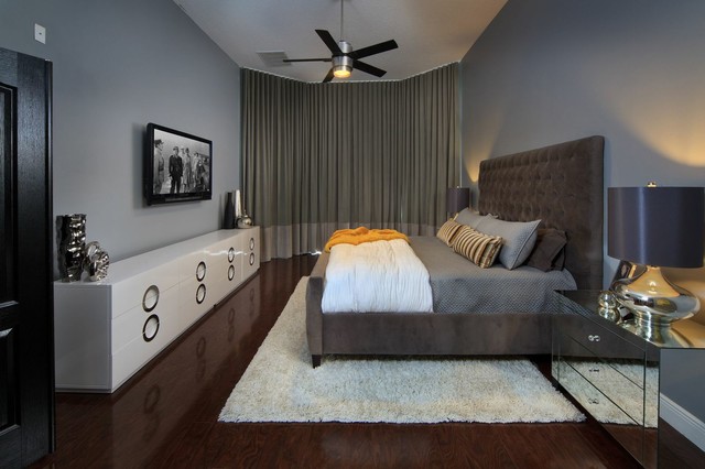 Bedroom With Bed Master Bedroom With Grey Velvet Bed Frame Long And Low White Dresser With TV Furniture  Elegant White Dresser Design Which You Prefer 
