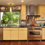 Details Placed Colorful Minimalist Details Placed In The Colorful Country Kitchen With Wooden Cabinets And Wooden Drawers On Hardwood Floor Kitchen  Eco Friendly Kitchen Decoration For Pleasant Cooking Area 