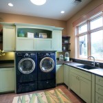 Green Laundry Arranged Mint Green Laundry Room Cabinets Arranged In U Letter Shape With Dark Washing Machines Decoration  Adorable Laundry Room Cabinets For Our References 