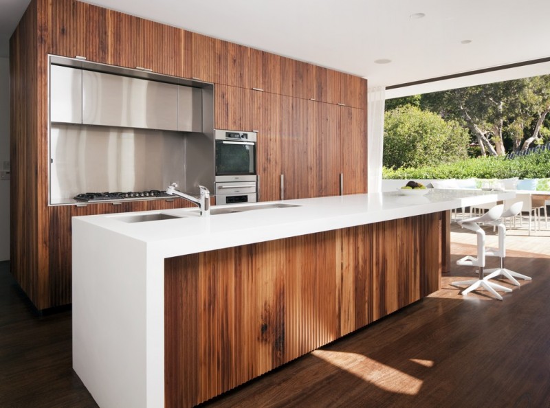 Honiton Residence In Modern Honiton Residence Kitchen Stuff In Rustic Wood Vanity With Porcelain Countertop Sink And Faucet High Wooden Cupboard Residence Luxurious Contemporary Home In Australia With A Stylish Design