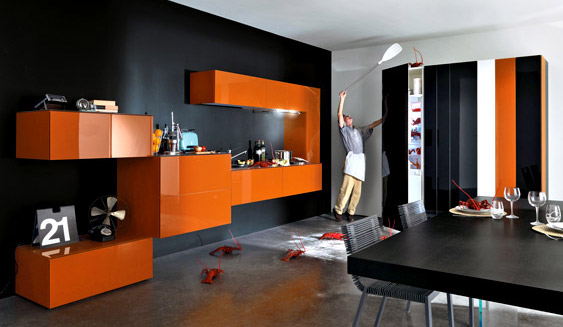 Italian Kitchen Black Modern Italian Kitchen Design With Black And Orange Color Cabinet Furniture Finished With Modern Interior Decoration Ideas Kitchen  Stunning Italian Kitchen Design As One Of Great Choices 