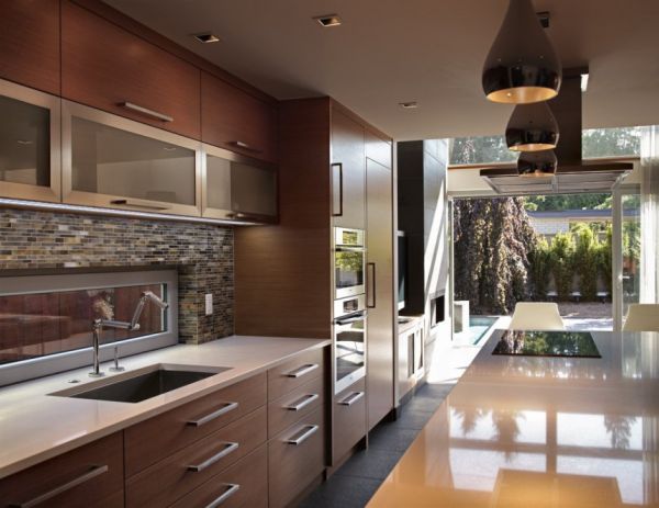 Kitchen Design Randy Modern Kitchen Design Applied In Randy Bens Architect House With Wooden Kitchen Cabinets Mixed Trio Pendant Lights Exterior  Modern Home Design Exhibiting The Warm Welcoming Exterior 