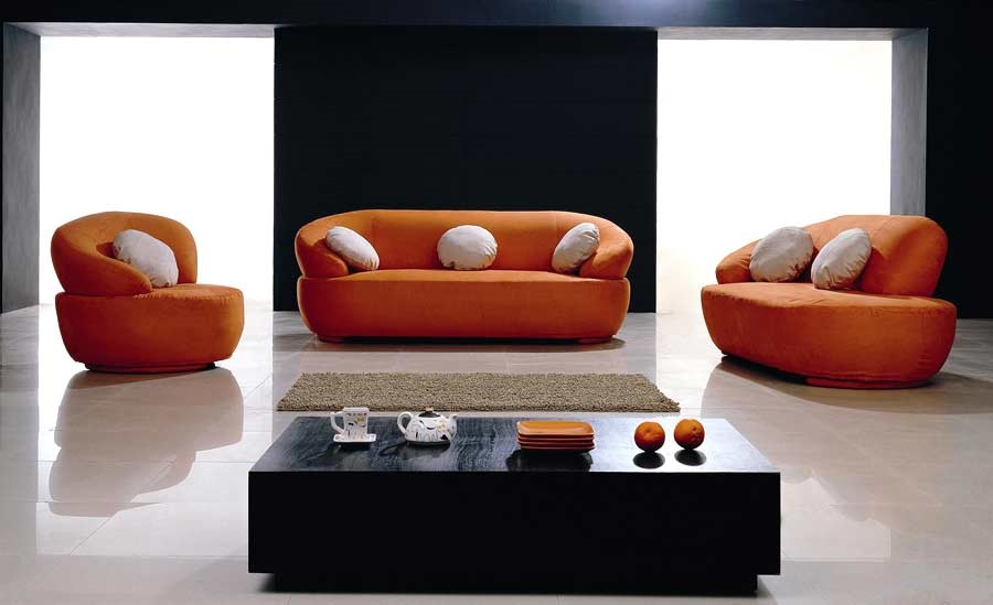 White Cushion With Modern White Cushion Furniture Decorating With An Orange Sofa Design For Contemporary Living Room Interior Furniture  Amazing Orange Sofa For Innovative House 