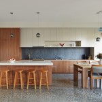 And Hygienic Dining Neat And Hygienic Kitchen And Dining Room Areas Set In Parallel With Stylish Splashback As Background Residence  Contemporary Residence Featuring Minimalist Interior 