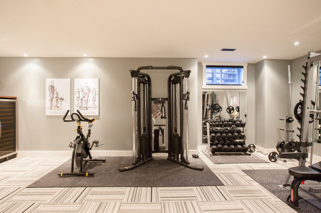 In The Grey Ornaments In The Gym With Grey Carpet Tiles And Grey Wall Under Bright Lamps Interior Design  Carpet Tiles With Bright Color For Interior House 