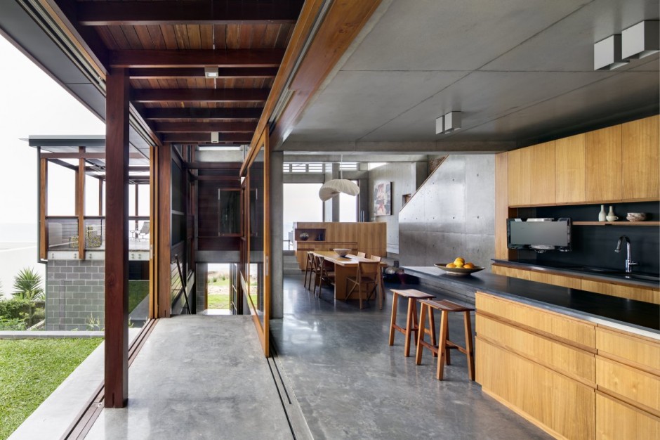 Kitchen Design Coast Outstanding Kitchen Design Of South Coast Residence With Shiny Marble Floor And Soft Brown Cabinets Made From Wooden Veneer Architecture  Contemporary Concrete Home As A Cozy Living Space 