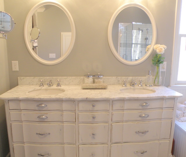 Room Near Also Powder Room Near Marble Top Also Double Sinks Near Oval Mirror Bathroom  Modern Vanity Dresser For Various Room Themes 