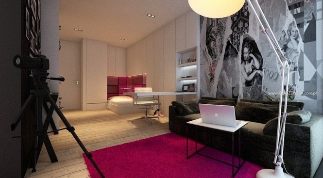 Color Ideas Living Purple Color Ideas Applied In Living Room Design With Black Sofa Set Design Ideas And Wooden Flooring Unit Ideas Architecture  Sleek Look In Modern Architectural Concept 