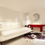 Color Idea White Red Color Idea Applied In White Bedroom Interior Design Ideas With Wooden Flooring Unit With White Wall Design Idea Architecture  Sleek Look In Modern Architectural Concept 