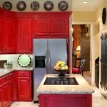 Kitchen Cabinets Island Red Kitchen Cabinets And Red Island In The Kitchen With White Tile Backsplash Kitchen  Colorful Painted Kitchen Cabinets Of Eclectic Kitchen 