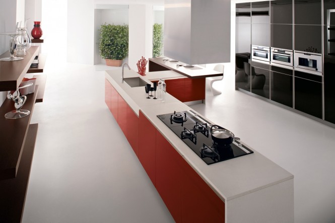 Kitchen Units Worktop Red Kitchen Units White Corian Worktop Equipped With Kitchen Island Design Ideas And Spacious Space Of Modern Home Kitchen  Minimalist Kitchen In Vibrant Colors 