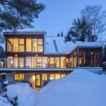 Cabin Covered Snow Sensational Cabin Covered By The Snow Building Look With Lights On Showing The Modernity And Glamor With Luxurious Rooms Seen Decoration  Rural Cabin Plan With Modern Decoration 