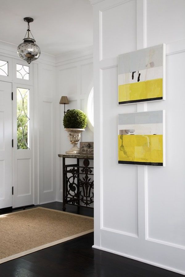 Dark Floor Entryway Sensational Dark Floor White Walls Entryway Decorated With Unusual Lamp And Fantastic Painting Placed On The Wall Decoration  Entryway Rug Designs Applied In Some Spots 