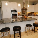 Modern Beach Applied Sleek Modern Beach Style Kitchen Applied Industrial Bar Stools And Granite Countertop Ideas In Water View Retreat Home House Designs  Modern Interior Design In Beautiful Appearance 