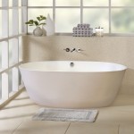Free Standing Design Small Free Standing Bath Tubs Design Using White Color Style Decorated In Modern Decor Combined With Concrete Tile Flooring Decor Bathroom Free Standing Bath Tubs With Gorgeous Design And Style