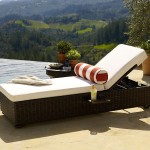 Glass Panel Outdoor Small Glass Panel For Rattan Outdoor Chaise Lounge With White Lather And Brown Cushion Outdoor Outdoor Chaise Lounge For Backyard Pool