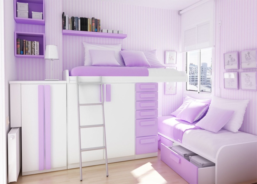 White Purple Amazing Small White Purple Modern Minimalist Amazing Teenage Rooms Design Equipped With White Mattress Design With Wooden Flooring Interior Design  Amazing Teenage Rooms Design You'll Love