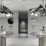 Silver Sinks Lighting Sophisticated Silver Sinks With Current Lighting Tools In Dream Downtown Hotel Applied In Very Enchanting Grey Wall And Ceiling Architecture  Amazing Hotel Building With Metal Panels 