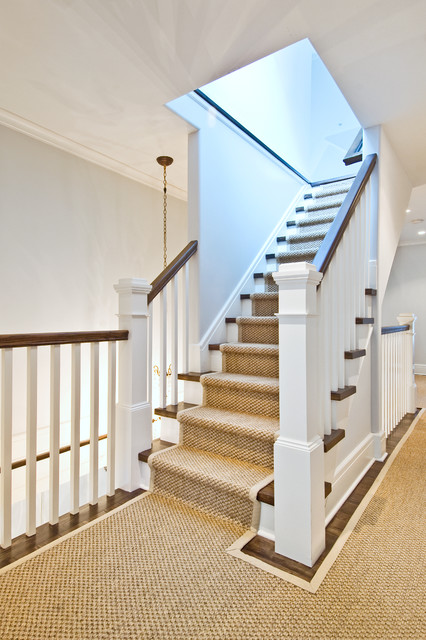 With Wooden The Staircase With Wooden Footings And The White Handrail Near The Brown Carpet To Tile Transition Interior Design  Minimalist Carpet To Tile Transition For Interior House 
