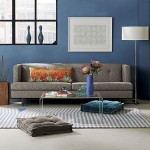 Pattern Design In Stripped Pattern Design Idea Applied In Modern House Interior Equipped With Grey Color Of Sofa Set Design With Blue Wall Color Furniture  Pouf And Floor Pillows In Various Designs 
