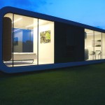Building Design Home Stunning Building Design Of Mobile Home With Transparent Wall Made From Glass Panels And Bright Soft Yellow Lighting Inside  Inspiring Minimalist Studio Built In Large Green Lawn 
